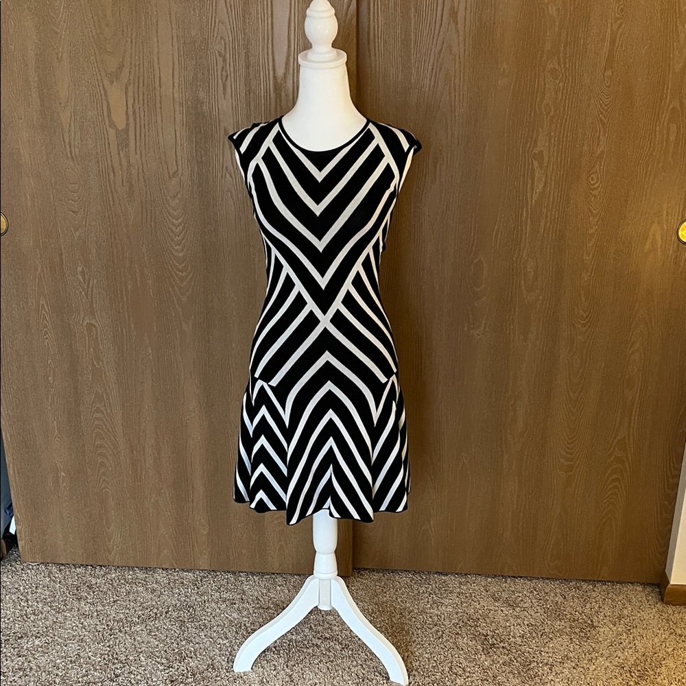 Banana Republic Black and White Geometric Mini Dress